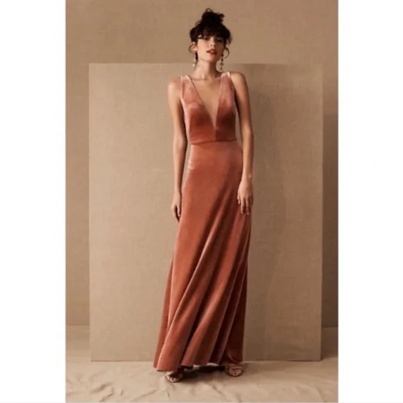 bhldn jenny v-neck cape satin maxi dress BHLDN Jenny V-Neck Cape Satin Maxi Dress